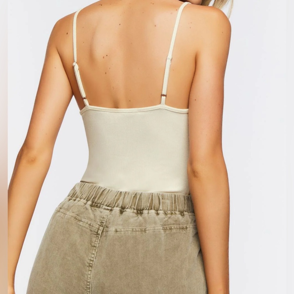 New! Forever 21 Vanilla Ribbed Cami Bodysuit - Picture 2 of 6